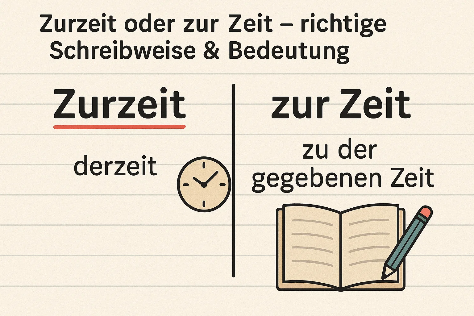 Zurzeit oder zur Zeit – richtige Schreibweise & Bedeutung