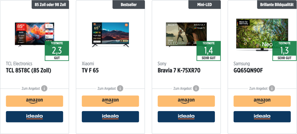 Weihnachtsangebote: Top-Fernseher zu Tiefpreisen