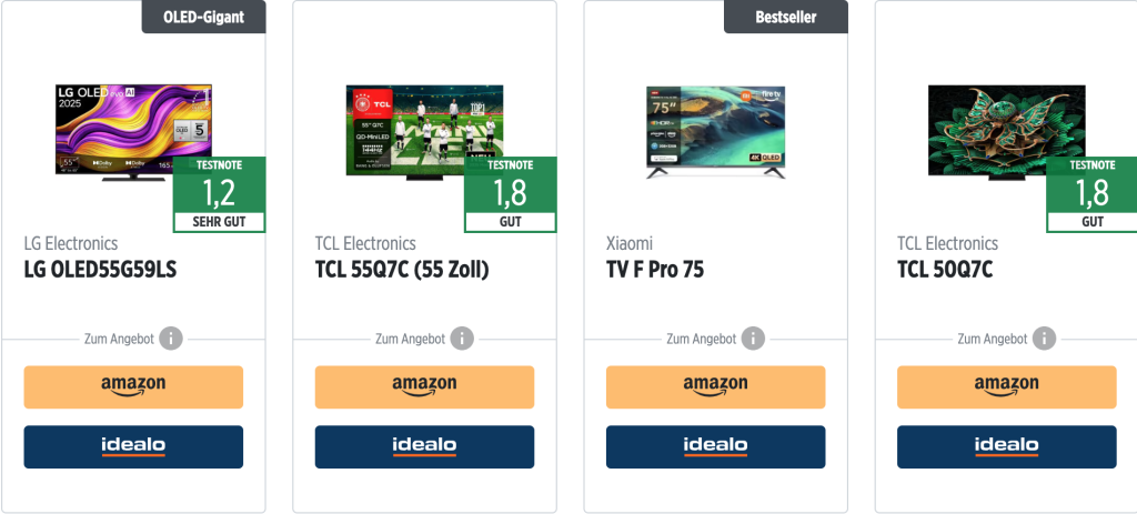 Weihnachtsangebote: Top-Fernseher zu Tiefpreisen