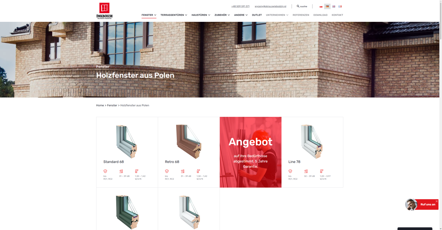 Holzfenster bei Okna Świebodzin