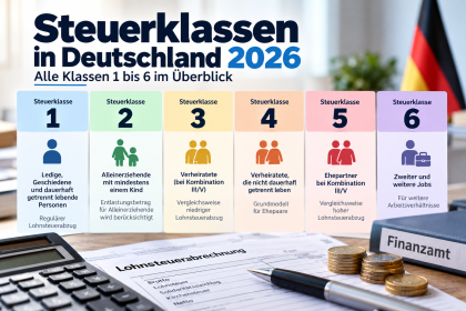 Steuerklassen Überblick 2026: Alle Klassen 1 bis 6 erklärt