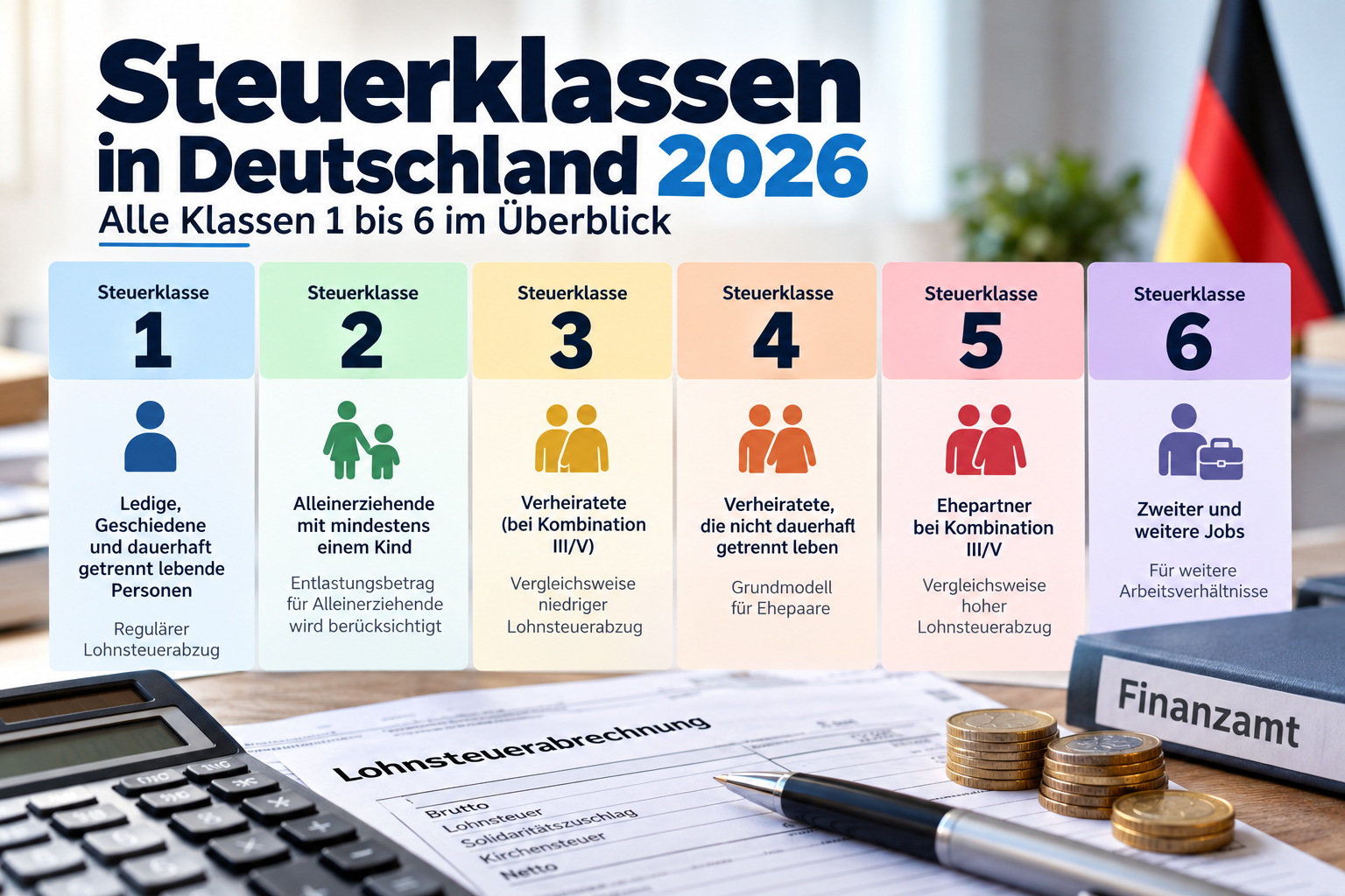 Steuerklassen Überblick 2026: Alle Klassen 1 bis 6 erklärt