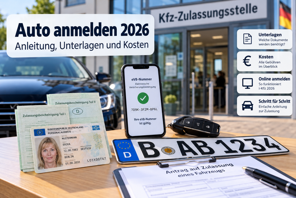Auto anmelden 2026 in Deutschland: Anleitung, Unterlagen und Kosten